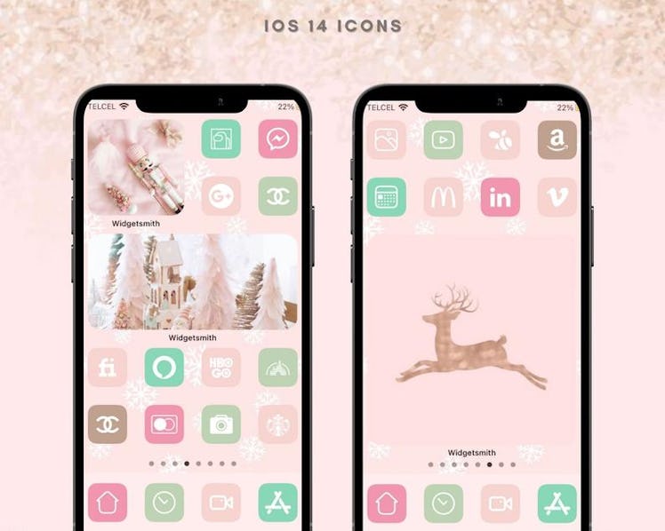 Pastel Pink Cute Aesthetic Holiday iOS Home Screen Design Pack