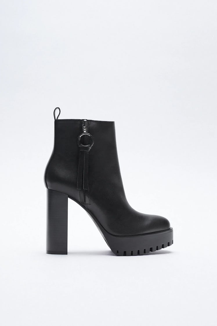 High Heeled Treaded Ankle Boots