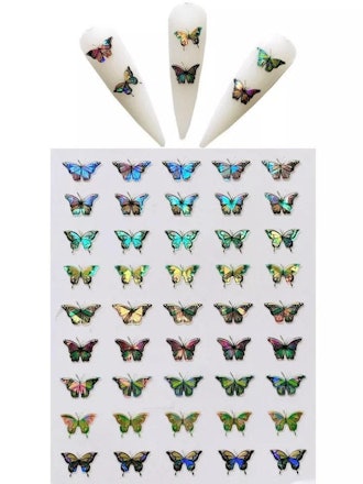 3d Butterfly Holographic Adhesive Nail Design Sticker