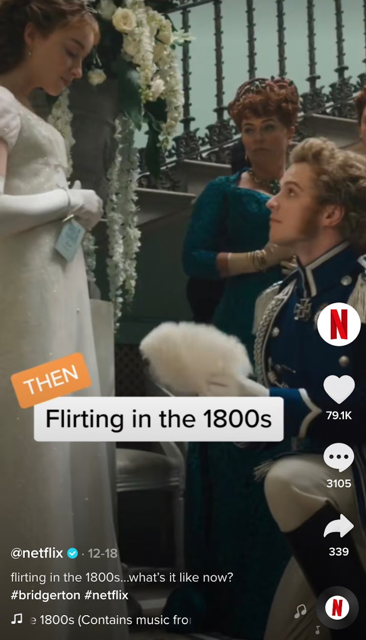 The prince hands Daphne her fan in a flirty clip from 'Bridgerton' on Netflix. 