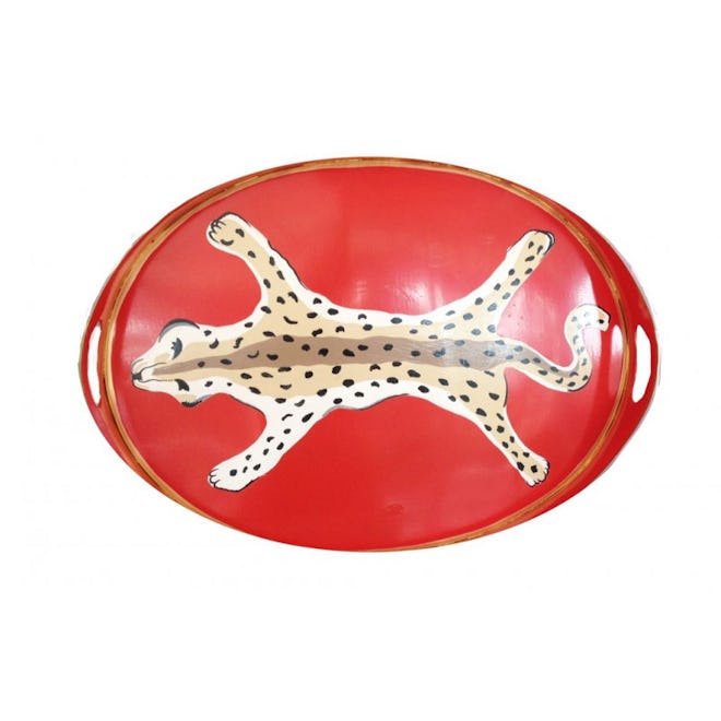 Orange Leopard Oval Tray