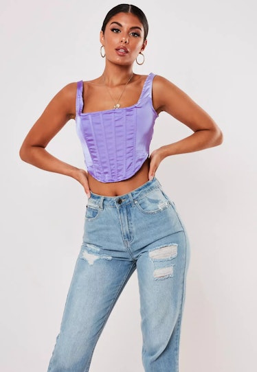 Missguided Lilac Satin Corset Top
