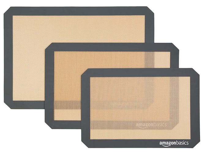 AmazonBasics Silicone, Non-Stick, Food Safe Baking Mat (3-Pack)