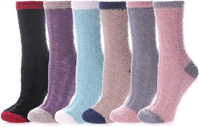 LANLEO Fuzzy Slipper Socks (6 Pairs)
