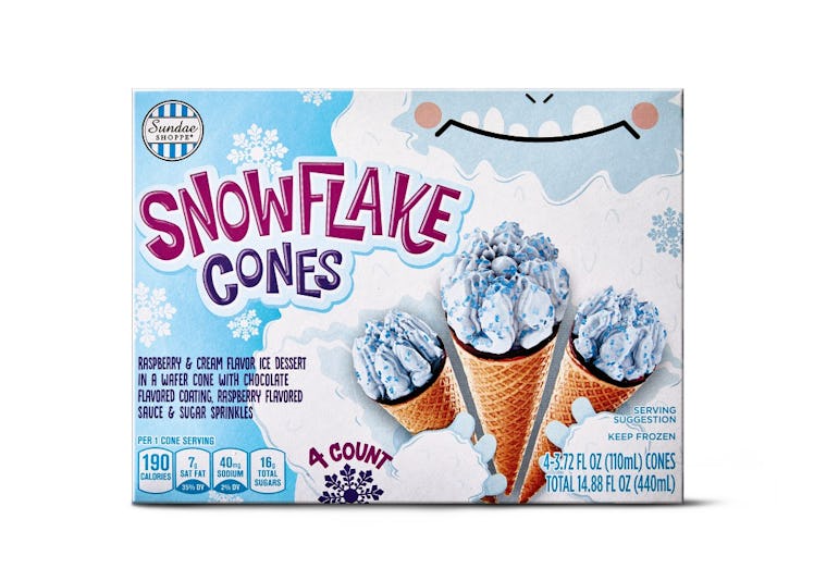 Aldi's December 2020 holiday finds feature cute Snowflake Cone ice creams.