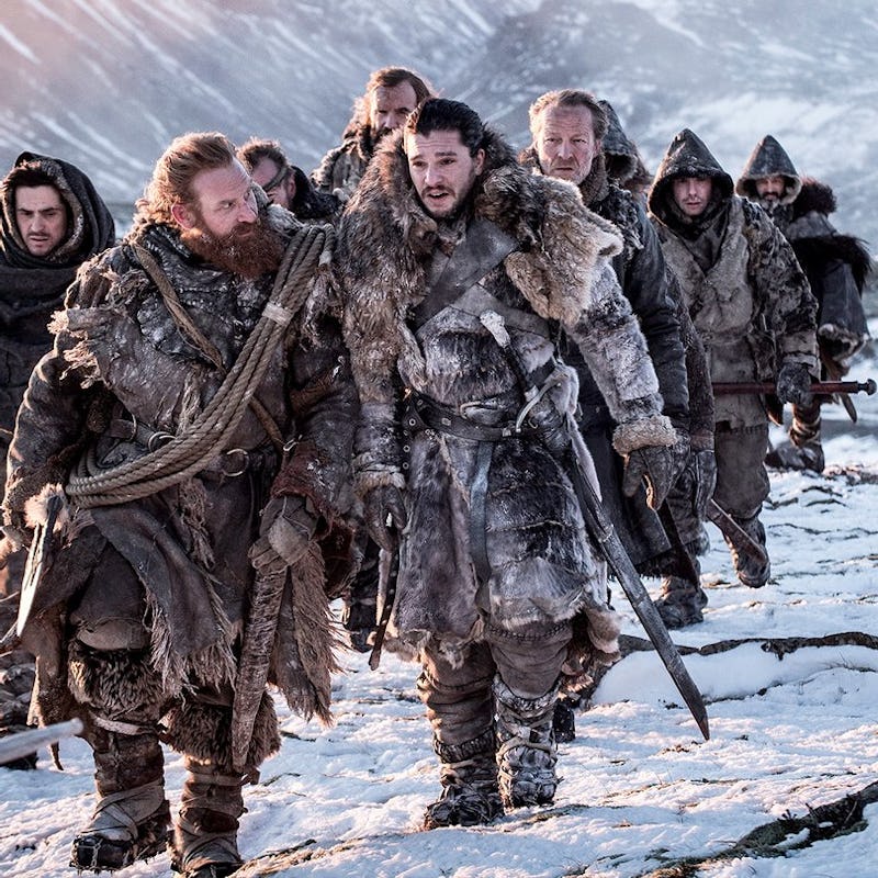 Jon Snow, Tormund, Gendy, and Jorah in Game of Thrones Season 7.