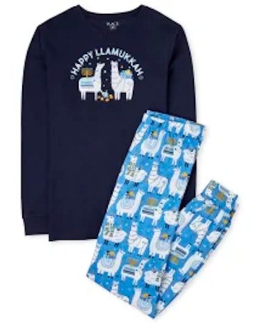 Children's Place Unisex Adult Matching Family Hanukkah Llama Cotton Pajamas