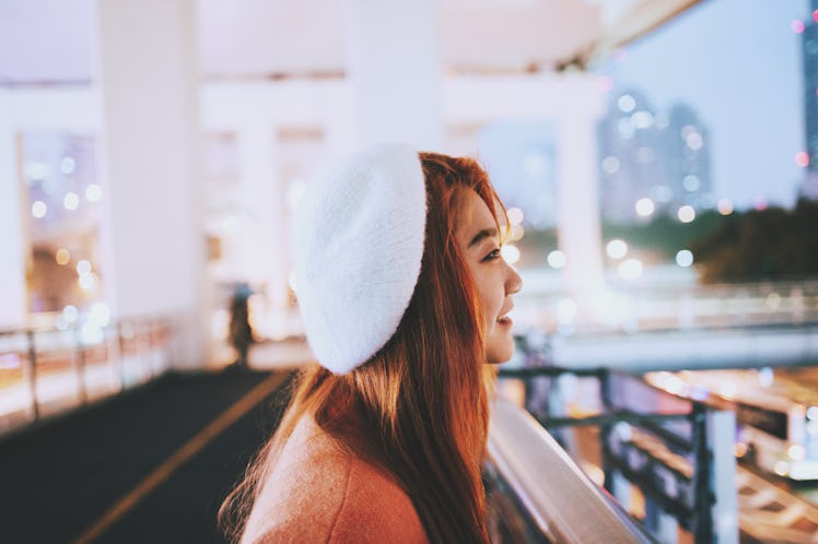 Young woman in December, winter