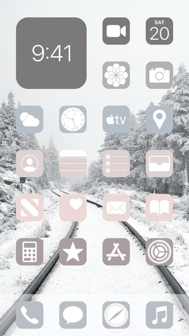 Aesthetic Winter Snow iOS 14 Home Screen Design