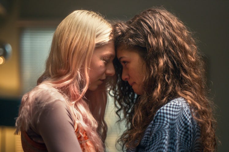Hunter Schafer and Zendaya as Jules and Rue in 'Euphoria.'