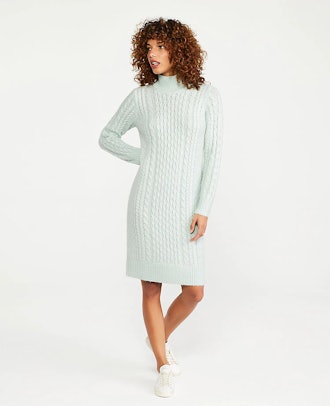 Turtleneck Cable Sweater Dress