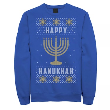 Licensed Character Happy Hanukkah Menorah Knit Style Sweatshirt