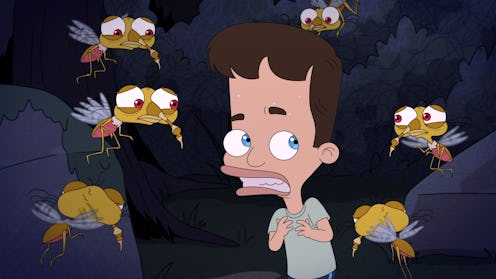 Nick surrounded by Anxiety Mosquitos in 'Big Mouth' Season 4 via the Netflix press site