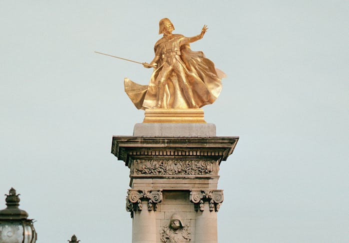 Gilded Darth Vader statue on the Ponte Alexandre III in Paris