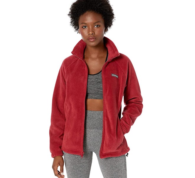 This Columbia fleece is warm, soft, and as a full zipper for easy on and off. 