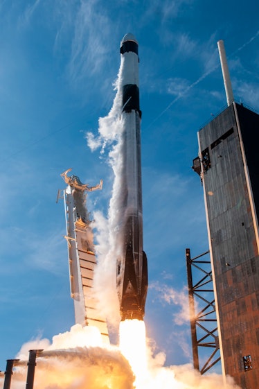 A close-up shot of the launch.