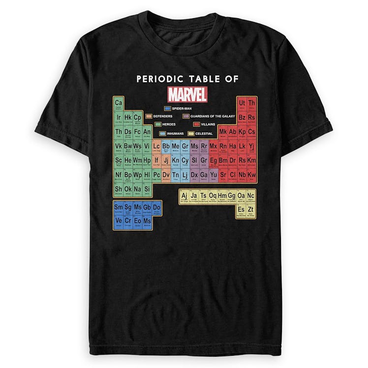 Marvel's Periodic Table of Elements Teeshirt for gifting