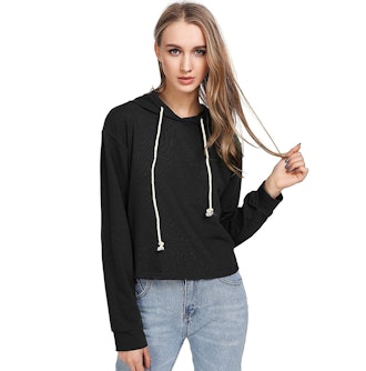 This cropped hoodie is super soft, stylish, and comfy. 