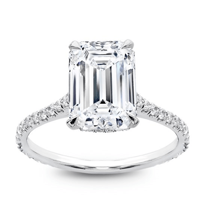 French Cut Basket Setting With Emerald Cut Diamond