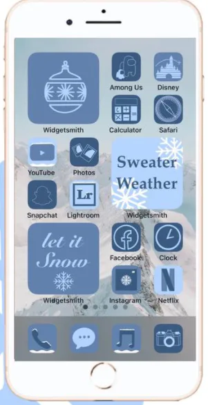 These 22 Winter iOS 14 Home Screen Ideas Feature Cool Tones & Cozy Vibes
