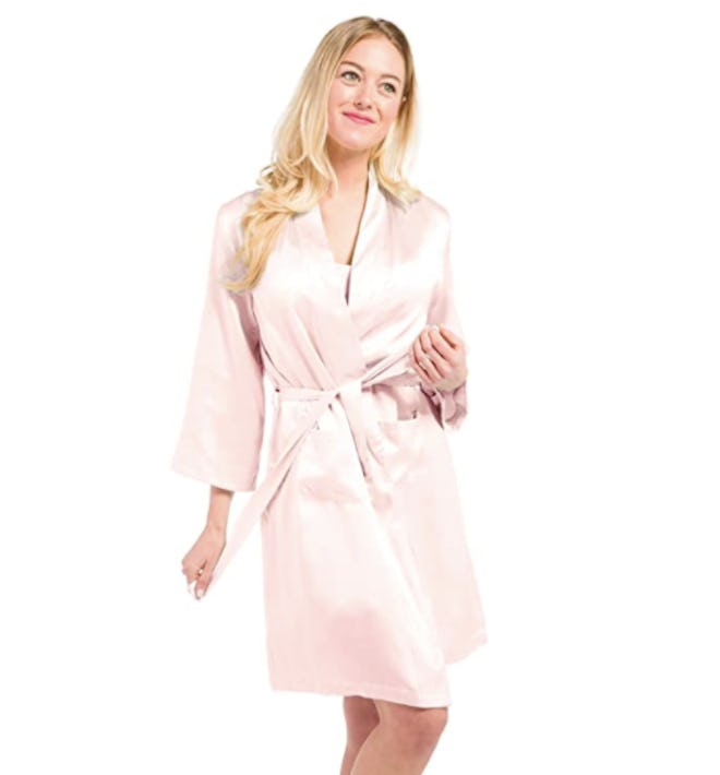Fishers Finery 100% Pure Mulberry Silk Mid-Length Robe with Pockets