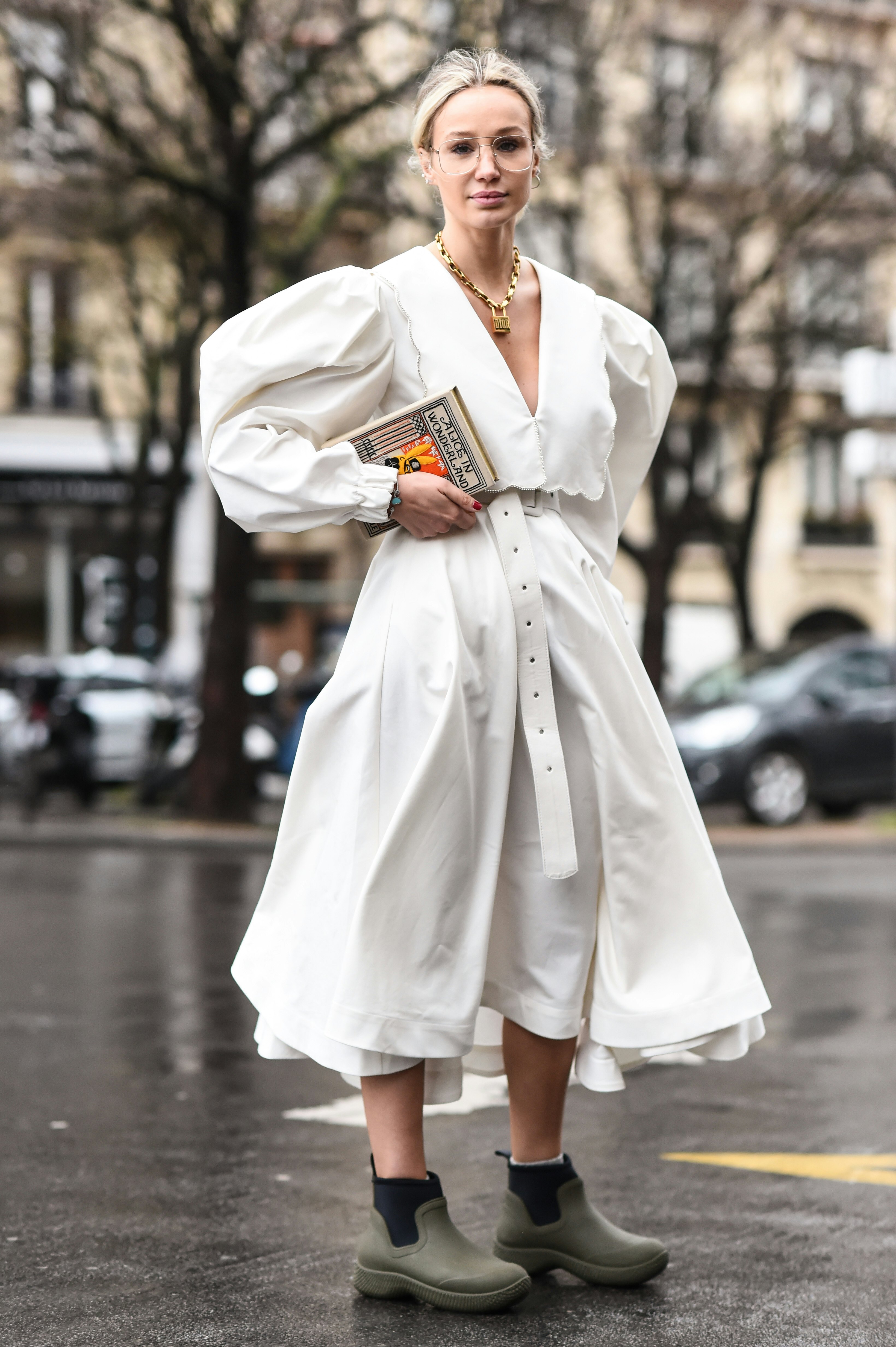 dress with rain boots