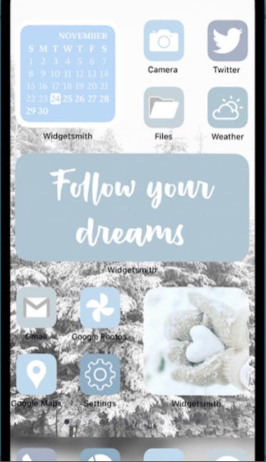 White & Blue Shades Winter iOS 14 Home Screen Pack