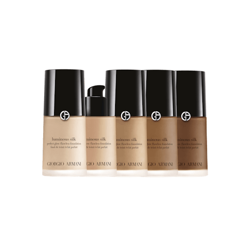 Bottles of different shades of Armani Beauty Luminous Silk Foundation