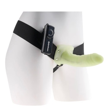 Fetish Fantasy Series Vibrating Hollow Strap-On - Glow In The Dark