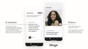 Graphic explaining Hinge's new Standouts and Roses features.