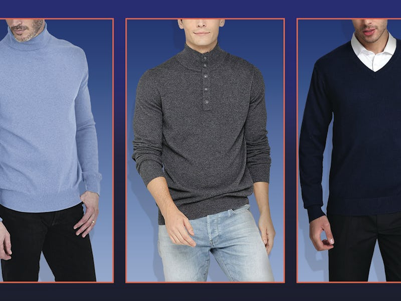 Kallspin Cashmere Wool Blended Sweater, Cashmeren Men's Basic Turtleneck Pullover, and State Cashme...