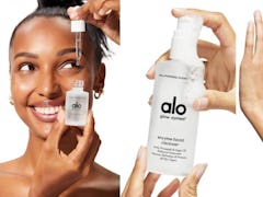Alo Yoga's new skincare line, the Glow System, shown in product images.
