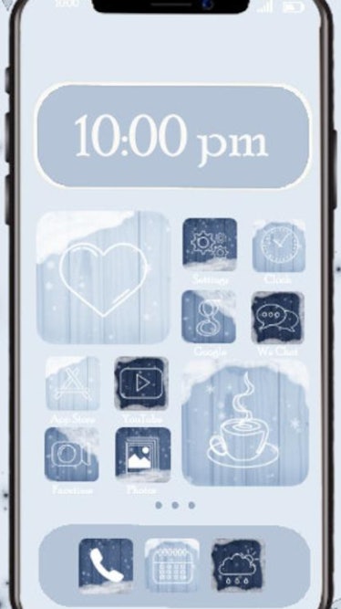 Blue Snowy Winter iOS 14 Home Screen Design