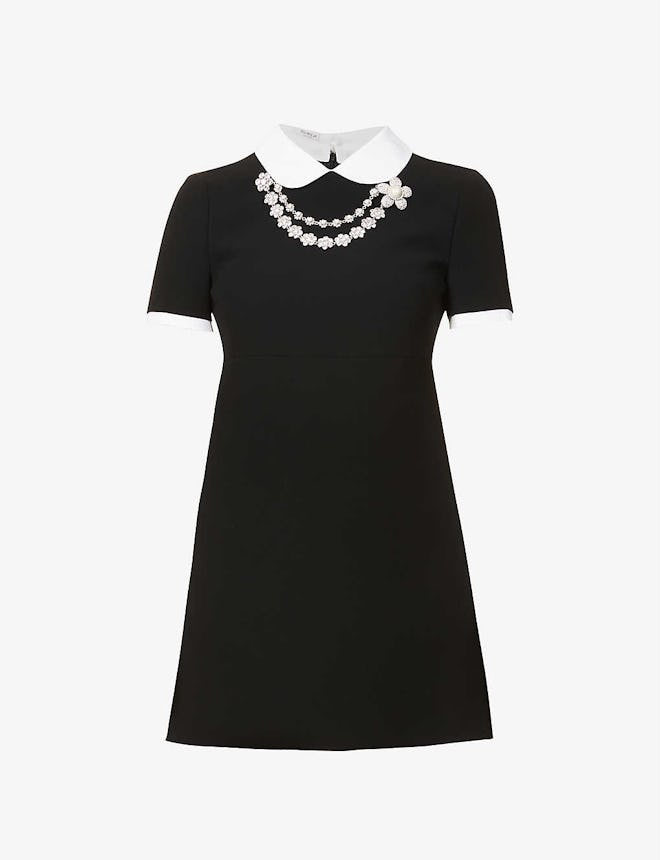 Peter Pan collar crepe mini dress