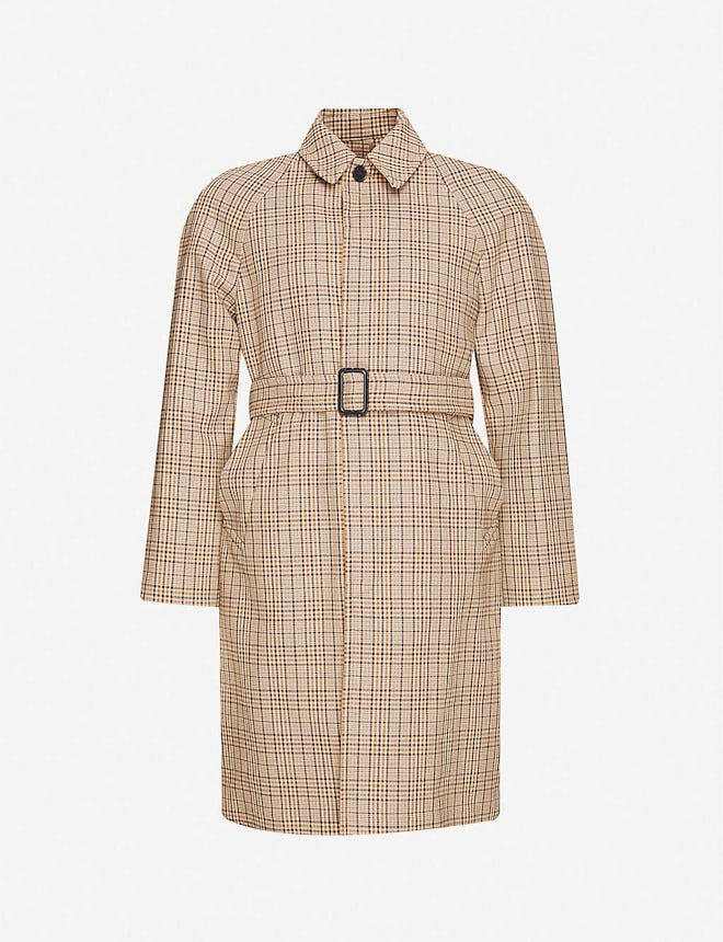 Carnaby tartan-pattern woven trench coat