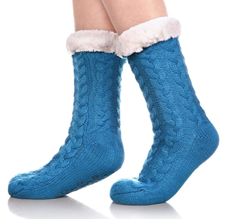 SDBING Fuzzy Fleece-Lined Socks with Grippers