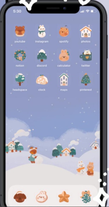 Cute Aesthetic Winter Forest iOS 14 Home Screen Design
