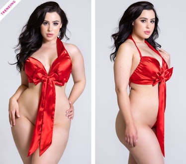 Plus Size Unwrap Me Red Satin Bow Teddy