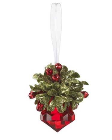 Teeny Mistletoe Red Colored Krystal Ornament - By Ganz