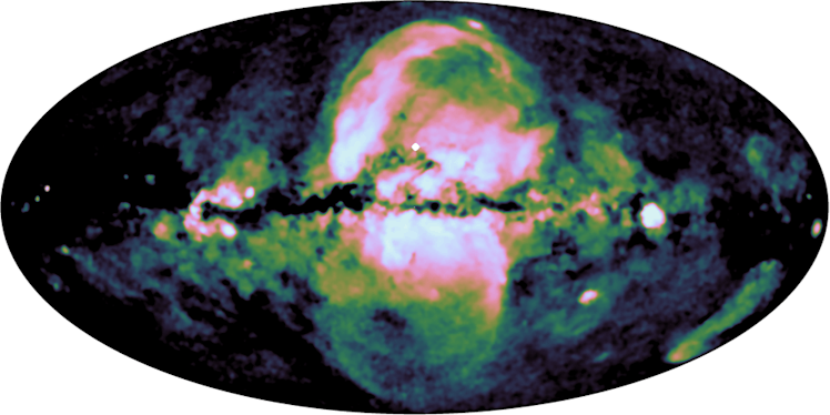 image showing the large bubbles in center of milky way