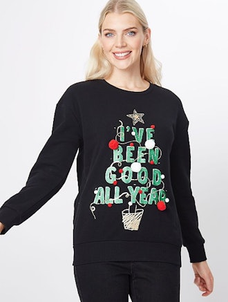 Black I’ve Been Good Slogan Light Up Christmas Sweatshirt