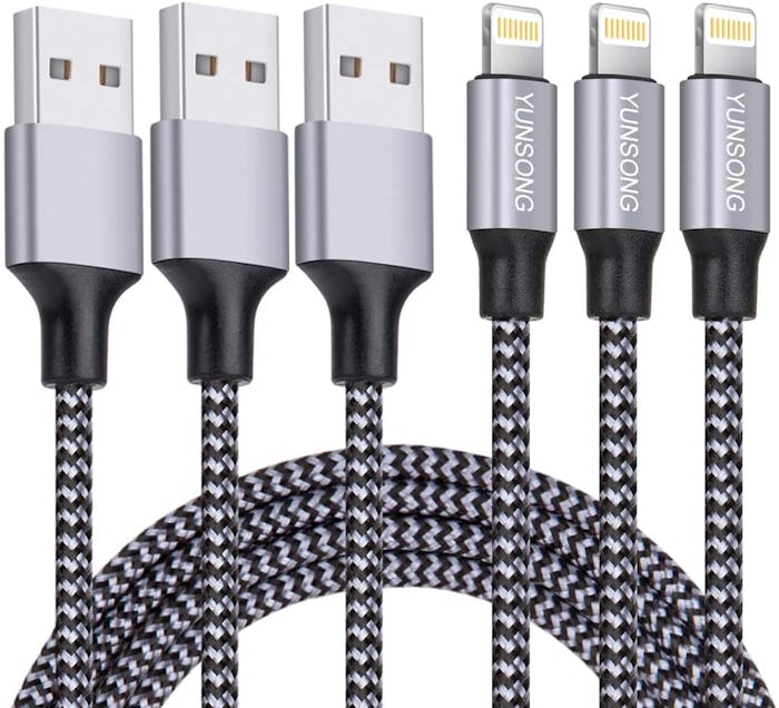 YUNSONG Braided Nylon iPhone Charger (3-Pack)