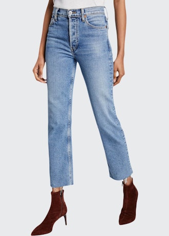 High-Rise Stovepipe Jeans with Raw-Edge Hem