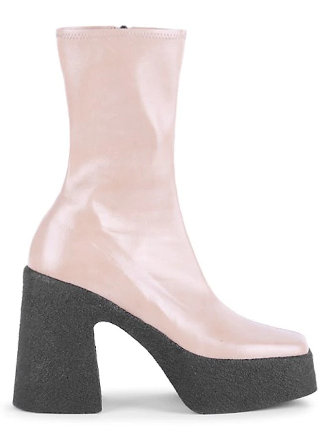 Square-Toe Platform Mid-Calf Boots