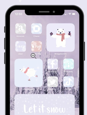 Pastel & Lilac Winter iOS 14 Home Screen Idea