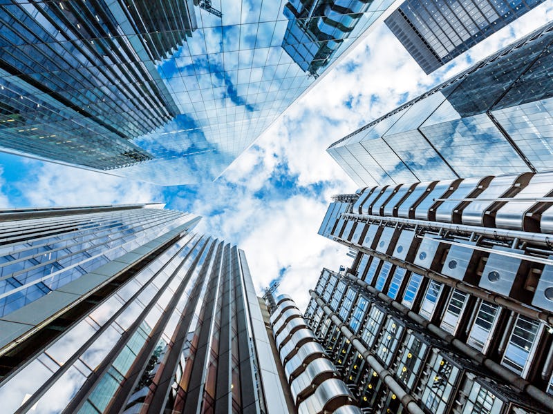 A set of skyscrapers in the sky.