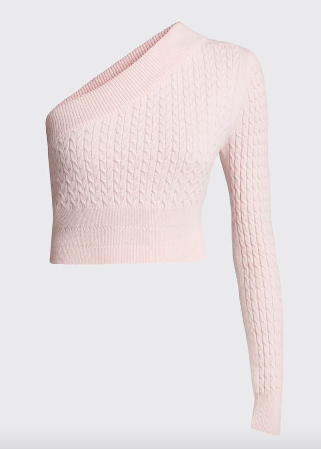 Welling Cashmere One-Shoulder Crop Sweater