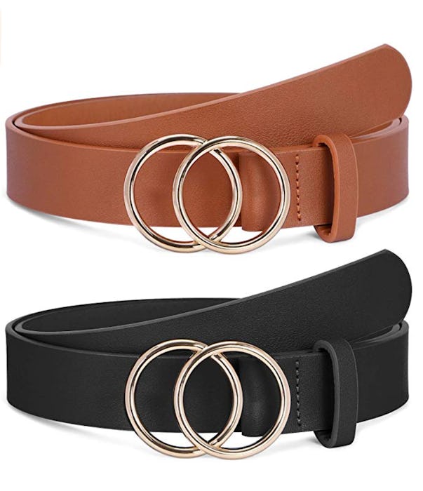 SANSTHS Faux Leather Belts (2-Pack)