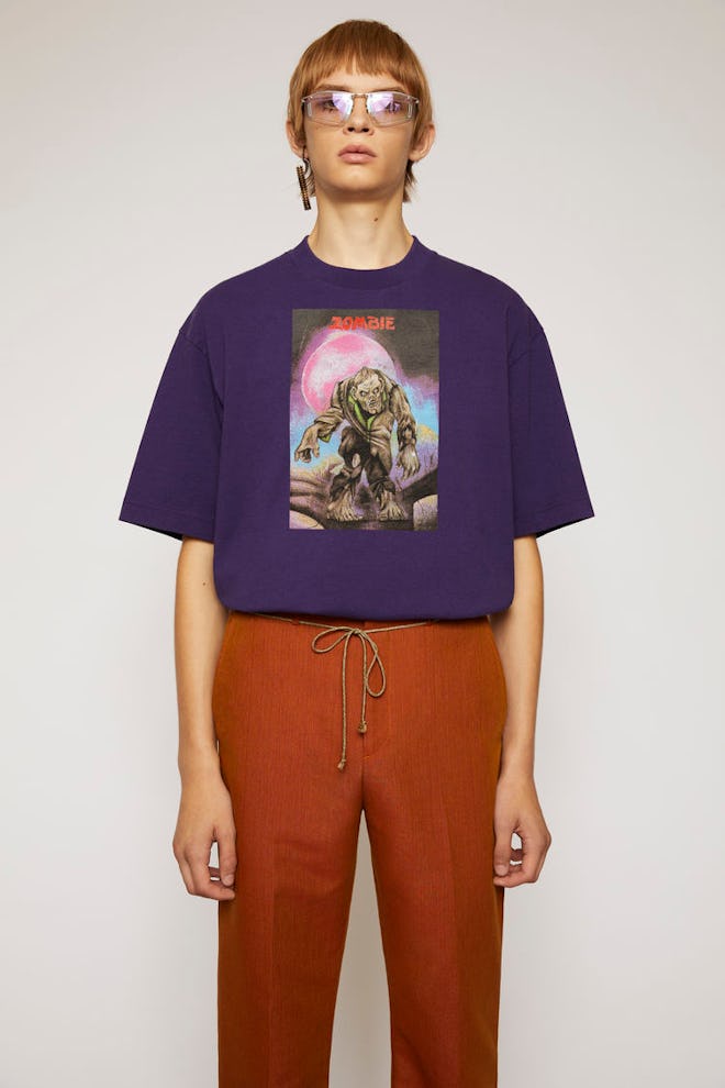 Monster-print t-shirt deep purple