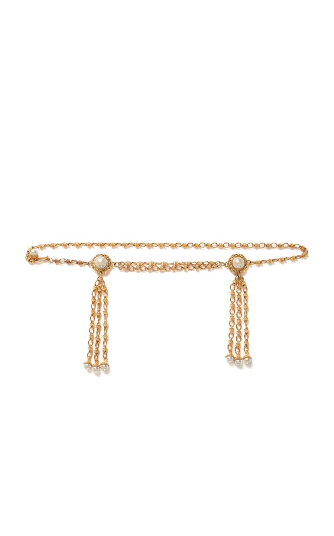 Double Pearl Tassel Embellished Belt